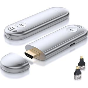 TTQ Draadloze HDMI-zender en ontvanger, draadloze HDMI-extender 4K ondersteund, Plug and Play, 2.4G/5G, 100FT bereik, ondersteuning Laptop PC TV Box Projector Camera DV, geen Bluetooth WiFi nodig