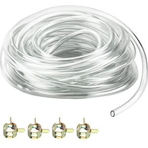 Pvc-slang, 5 m, benzineslang, 8 mm x 11 mm, met 4 slangklemmen voor waterslang, luchtslang, olieslang, brandstofslang, benzineslang, transparant