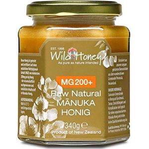 WILD HONEY - Raw Natural Manuka Honing MGO 200+ 340 g in glas I het origineel I bekend door TV sterrenkok I laboratoriumverslagen en certificaten online