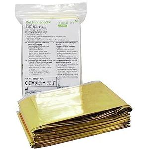 Medi-Inn+ Reddingsdeken goud zilver | 160 x 210 cm | nooddeken voor eerste hulp | bescherming tegen kou | hittebescherming (3 stuks)