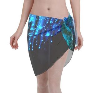 Elegante strandomslagdoek met sterrenprint, bikini cover-up, badkleding voor vrouwen, perfect voor zwembad en resort, zwart, Zwart, one size