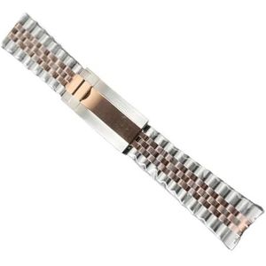 20mm Horlogeband Zilver Glide-Lock Gesp Roestvrij Stalen Armband Horloge Onderdelen fit for Seiko 40mm SUB horlogekast (Color : Middle rosegold, Size : 20mm)