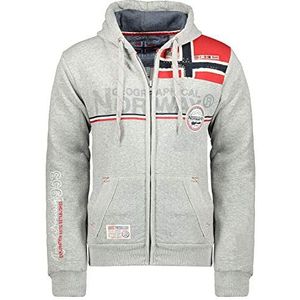 Geographical Norway FAPONIE Men - Heren Hooded Sweater - Heren Logo Sweatshirt - Lange Mouw Warm Capuchon Sweatshirt - Hoodie Pullover Pasvorm Regular Sweater, grijs, M