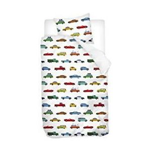 Snoozing Cars Dekbedovertrek - Junior - Flanel - 120x150 cm + 1 kussensloop 60x70 cm - Multi kleur