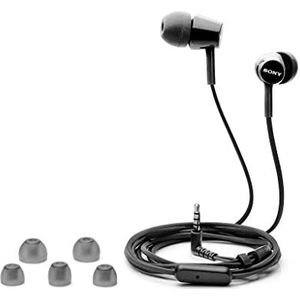 Sony MDR-EX115AP in-ear hoofdtelefoon met microfoon, mute-schakeling, 3,5 mm jackstekker, zwart (Refurbished)