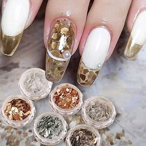 6 dozen metallic fonkelende mica flakes nagel pailletten nail art decoratie manicure tool ultra dun onregelmatig