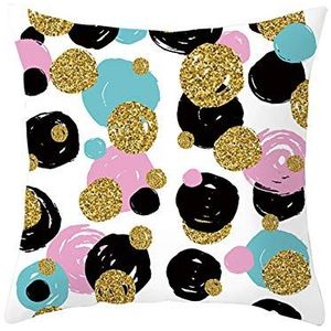 Ethereval Linnen Kussenslopen Standaard Kussenslopen Met Rits Standaard Kussenslopen Waterdichte Doodle Cirkel Kussensloop Queen Size Met Rits Bank Kussens Sectioneel Zwart Goud Roze - 40x40cm