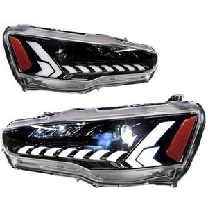Auto Koplamp Lens Voor Mitsubishi Voor Grand Voor Lancer Voor Evo-X 2008-2018 Paar LED Auto Tuning Licht Auto Koplamp Montage LED Koplampen Auto(LHD)