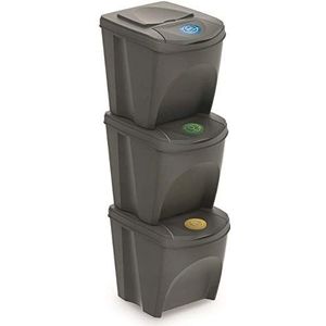 Afvalemmer afvalscheidingssysteem 60L - 3x20L containers Sorti Box vuilnissorteerder 3 kleuren van rg-verdrieb (wit) grijs