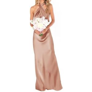 WSEYU Satijnen bruidsmeisje jurk voor bruiloft strapless avond prom jurken plooien cocktail jurken plus size, Dusty Roze, 32