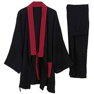 Een Japans merk kimono-katoenen hanfu-pyjama-pak voor heren in oversized taoïstische kleding Zen, kleur 2, XL
