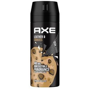 Axe Bodyspray Leather & Cookies Deodorant zonder aluminium bestrijdt geurvormende bacteriën en onaangename geuren, 150 ml, 4 stuks