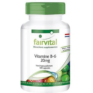 Fairvital | Vitamine B6 capsules 20mg - VEGAN - 180 capsules - pyridoxine voedingssupplement