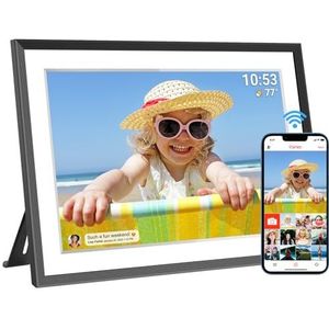 Digitale fotolijst, wifi, 10,1 inch, 1280 x 800 IPS LCD-touchscreen, ingebouwd 32 GB geheugen, automatisch draaien, deel momenten direct via de Frameo-app vanaf elke locatie