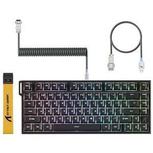 ATTACK SHARK R82 HE Bedrade 75% Gaming Toetsenbord, met C01ULTRA LED-kabel, Magnetische Switches, 8000Hz, 0,005mm RT-Technologie, RGB-verlichting, 5-Lagen Geluiddemping(Zwart)