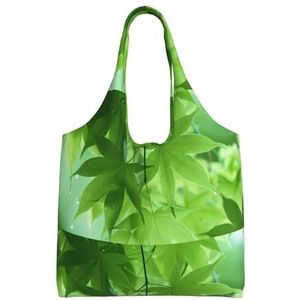 YIFEIWSHH Groene Blad Natuur Extra Grote Capaciteit Schoudercanvas Tas Voor Winkelen Reizen Dagelijks Gebruik, Zwart, Eén maat