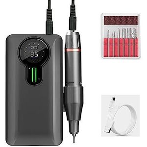 Elektrische nagelvijl, 35000 RPM nagelboormachine, draagbare oplaadbare nagelboorpen for manicure gel polish remover cutter voor zowel natuurlijke als kunstnagels (Color : Black-A-Set, Size : W)