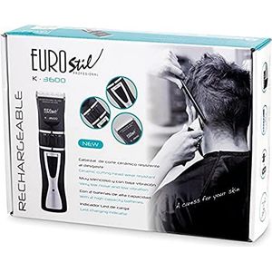 Eurostil - K3600 - Tondeuse - Zwart - Keramische Kop - Inclusief 2 Batterijen en 4 Snijkammen