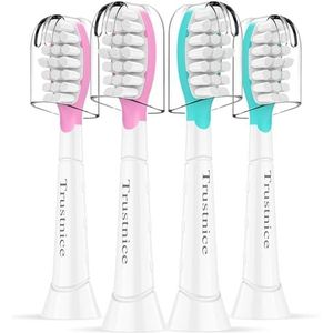 Trustnice Compacte mini-reserveborstels voor Philips Sonicare Kids borstelkoppen, compatibel met Philips Sonicare kindertandenborstel, snap-on, vanaf 7 jaar, 4 stuks