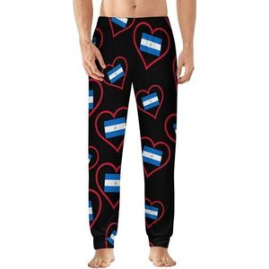 Liefde Nicaragua Red Heart heren pyjama broek zachte lounge bodems lichtgewicht slaapbroek