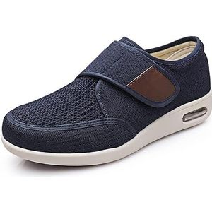 XRDSHY Diabetische schoenen voor mannen vrouwen met gezwollen voeten schoen, heren brede pasvorm klittenband pantoffels, Slip On Air-gewatteerde zool brede schoenen wandelschoenen voor ouderen -SANTUO, blauw Blau-45EU/Etiket49