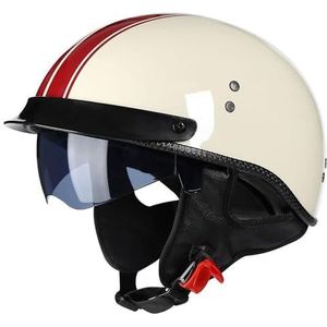 Retro - Motorfiets Crash-Halfhelm - ECE-goedgekeurde Retro Vintage-Stijl Jethelm