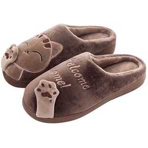 Slippers dames/heren winter lichtgewicht winter warme pantoffels zachte comfortabele pluche pantoffels knuffelige dieren pantoffels (Color : Brown, Size : 36-37/24cm)