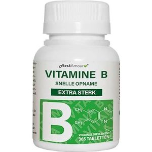 Vitamine B Complex Extra Sterk – 365 Tabletten (12 Maanden Voorraad) | B1, B2, B3, B5, B6, B12 met Biotine & Foliumzuur | Zonder Gluten & Lactose | Made in Italy