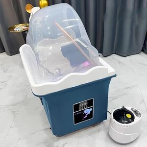 PA-DABAOO Salon Shampoo Bowl Japanse Hoofdspa, Japanse Hoofdspa-Apparatuur, Hoofdspa-Apparatuur Met Fumigatie, Hoofdverzorging One-Stop-Oplossing, Voor Spa-Bedden En Salongebruik,Blauw