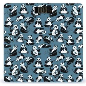 Panda Eten Bamboe Badkamer Schaal voor Lichaamsgewicht Digitale Wegen Display Gehard Glas Grappige Print