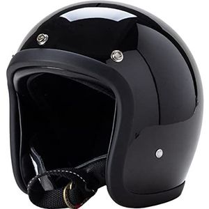 Retro Japanse FRP Motorhelm Met Open Gezicht Vintage 3/4 Jethelm Klein Helmlichaamsontwerp ECE-gecertificeerde Rijhelmen Voor Heren En Dames Bromfietsen Scooters A,L=(56-57CM)
