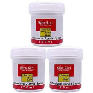 Nagel poeder voor nagels, professionele nagel poeder, DIY nail art decoratie 120g (helder,roze, wit)