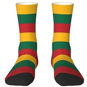 Evengigy Vlag van Litouwen Grappige Sokken Crazy Fashion Cool Gepersonaliseerde Zachte Crew Sokken voor Mannen Vrouwen Unisex, 2 Zwart-2, One size