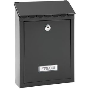 ARREGUI - Civic E5724-C - Buitenbrievenbus - Zwart - Staal - Maat S - Voor DIN A5 Enveloppen