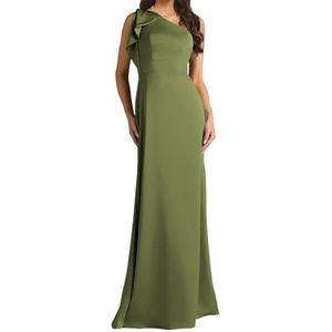 WSEYU Satijnen bruidsmeisjesjurk voor dames, voor bruiloft, zeemeermin, galajurken, plooien, cocktailjurk, grote maten, Olijfgroen, 54 grote maten