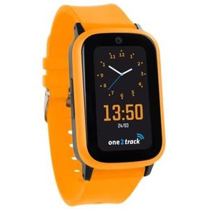One2Track Connect Up Oranje – 4G GPS Smartwatch Kinderen – Incl. Screenprotector & Simkaart – Eigen App – Videobellen, Berichten, SOS, Stiltetijd, Veilige Zone – 2 Jaar Garantie