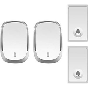 Deurbel, Draadloze deurbel, waterdicht, 36 polyfone muziek, zelfaangedreven, bereik van 200 m, verpakking 3 zenders en 2 ontvangers, zilver, goud(Silver)