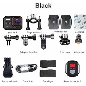 HD 4K Actiecamera 170 graden WiFi 30fps Video Professional Support Nightshot Waterdichte Duikcamera Case for video(Size:With 64G Card,Color:Nero)