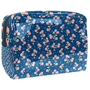 Rode Bloemen Bladeren Eiffeltoren Make-up Tas voor Portemonnee Draagbare Reizen Organizer Tas voor Toiletartikelen Schoonheid Tas voor Vrouwen