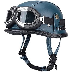 Motorhelm, ECE-gecertificeerde Duitse halfgelaatsveiligheidshelm Pilot Scooter Cruiserhelm D, XXL = 61-62 cm(G,M=5556CM)