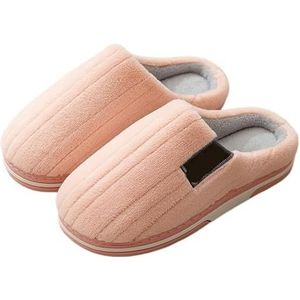 XJXZCFNB Thuis Slippers voor Vrouwen Grote Maat 50 51 Heren Thuis Slippers Herfst Winter Warme Harige Flats Vrouwen Schoenen Koppels Antislip Indoor Zachte Warme Pluche Slides, roze, 50-51(Fit Foot