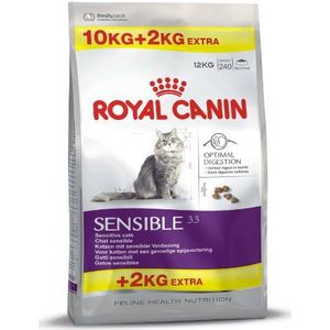 Royal Canin Feline Sensible 33, 10 + 2 kg gratis, per stuk verpakt (1 x 12 kg verpakking)