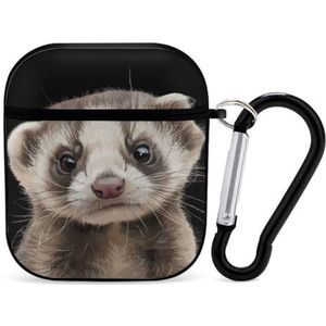 Leuke fret gezicht schattig hoesje voor AirPods 2 & 1 schokbestendige beschermende hoofdtelefoon gevallen cover met sleutelhanger voor mannen vrouwen