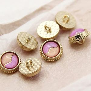 Knopen voor naaien 8 stuks vintage kleine gouden metalen knoppen for kleding vrouwen shirt jurk decoratieve handgemaakte naaiaccessoires-roze, 11 mm (Color : Pink)