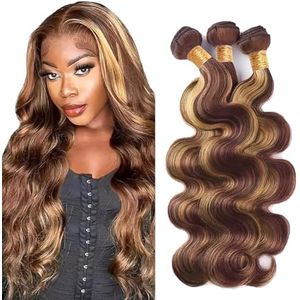 Jucames Body Wave Human Hair Extension Weave 3 Bundles Menselijk Haar Remy Double Weft Color Highlight Blonde for Woman 12 14 16 Inch
