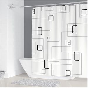 GSJNHY Douchegordijn eenvoudige geometrische kroonluchter afdrukken badkamer douchegordijn polyester waterdicht woondecoratie gordijn met 12 haken (kleur: 4, maat: B300 x H180 cm)