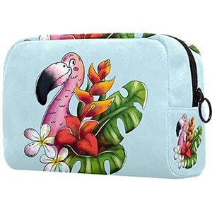 Cosmetische tas voor vrouwen,Schattige ruime make-up tassen reizen tropische flamingo blauwe toilettas accessoires organizer als geschenken