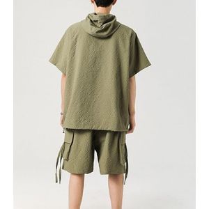 Anybird Heren trainingspak 2-delige tops met capuchon en korte mouwen Shorts Set Casual sport zomer atletisch trainingspak,Groen,3XL