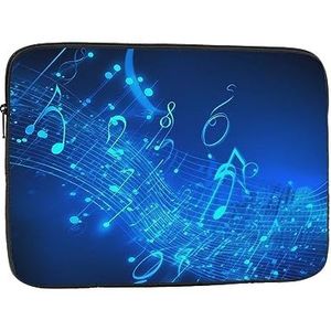 Blauwe Muzikale Noten Laptop Sleeve Lichtgewicht Laptop Case Laptop Cover Shockproof Beschermende Notebook Case 13 inch