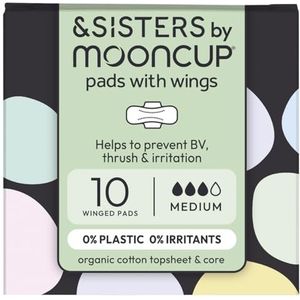 &Sisters Organische wattenschijfjes met vleugels, ongeparfumeerd, hypoallergeen, ademend, lekvrij en comfortabele pasvorm, absoluut geen synthetische stoffen, chloorbleekmiddel, kleurstoffen of